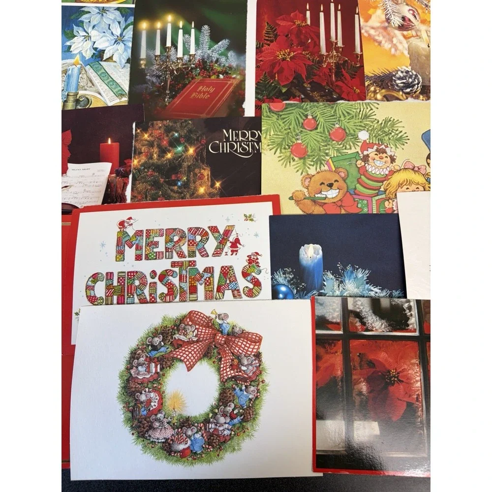 Vintage Christmas Cards Fronts ONLY Traditional Scrapbooking Decoupage Lot 50+